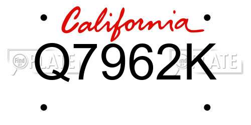 Q7962K California License Plate