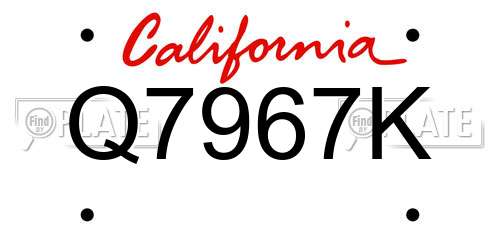 Q7967K California License Plate