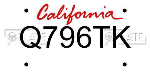 Q796TK California License Plate