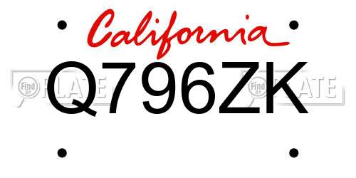 Q796ZK California License Plate