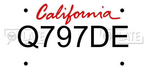 Q797DE California License Plate