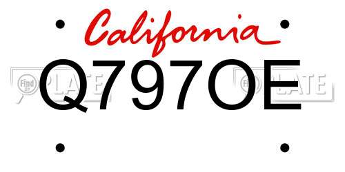 Q797OE California License Plate