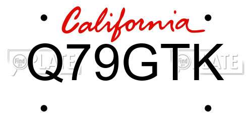 Q79GTK California License Plate