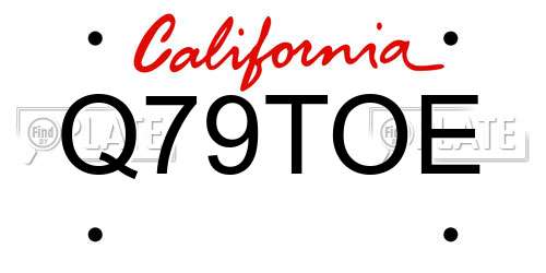 Q79TOE California License Plate