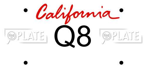 Q8 California License Plate