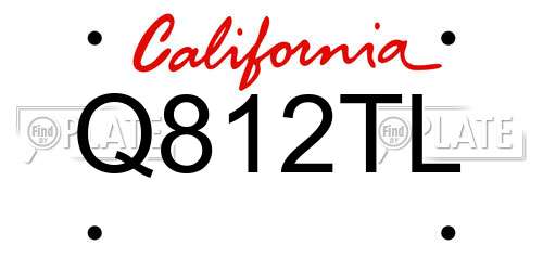 Q812TL California License Plate