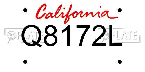 Q8172L California License Plate