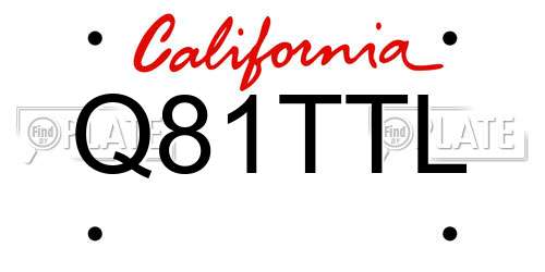 Q81TTL California License Plate
