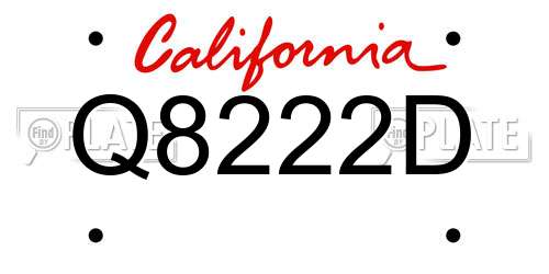Q8222D California License Plate
