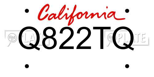 Q822TQ California License Plate