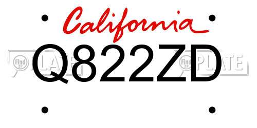 Q822ZD California License Plate