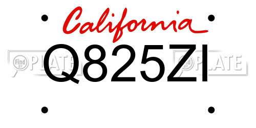 Q825ZI California License Plate