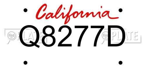Q8277D California License Plate