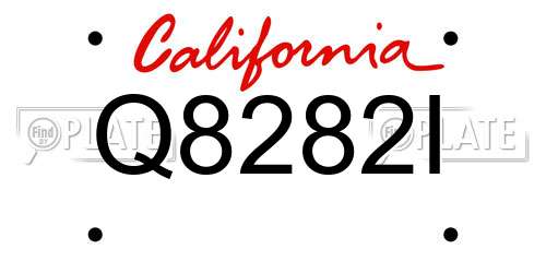 Q8282I California License Plate