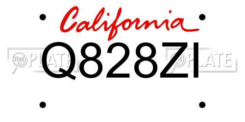 Q828ZI California License Plate