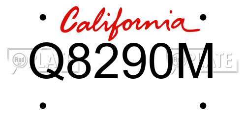 Q8290M California License Plate