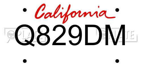 Q829DM California License Plate