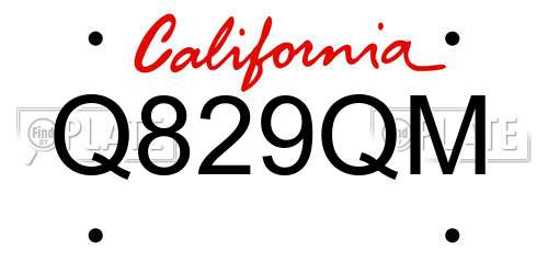 Q829QM California License Plate