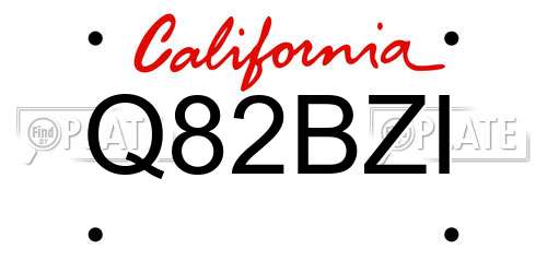 Q82BZI California License Plate