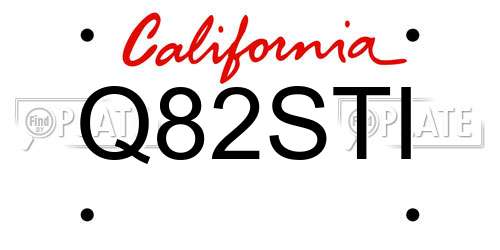Q82STI California License Plate