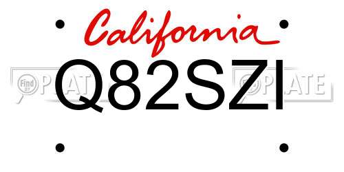 Q82SZI California License Plate