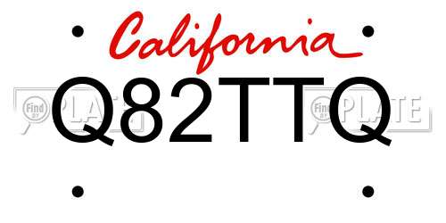 Q82TTQ California License Plate