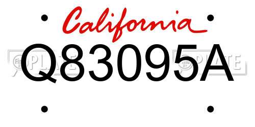 Q83095A California License Plate