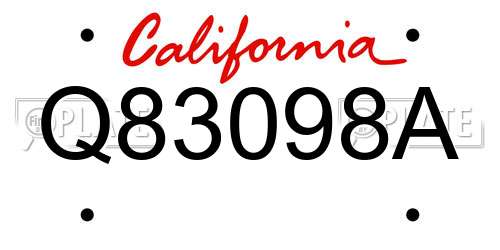 Q83098A California License Plate