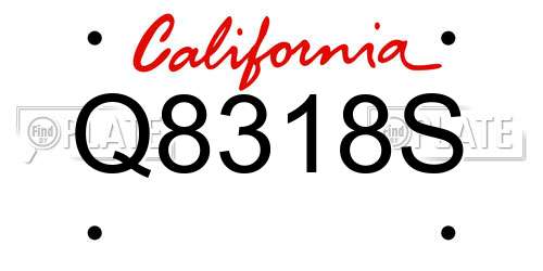 Q8318S California License Plate