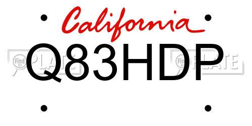 Q83HDP California License Plate