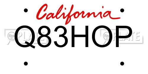 Q83HOP California License Plate