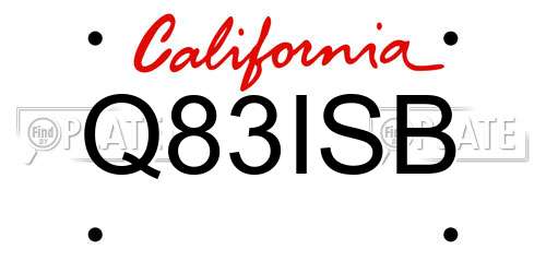 Q83ISB California License Plate