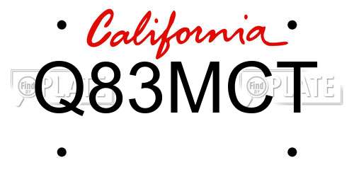 Q83MCT California License Plate