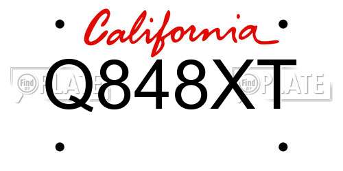 Q848XT California License Plate