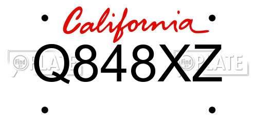 Q848XZ California License Plate