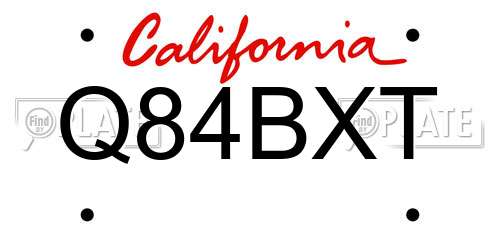 Q84BXT California License Plate