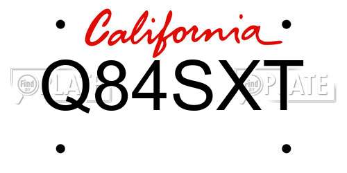 Q84SXT California License Plate