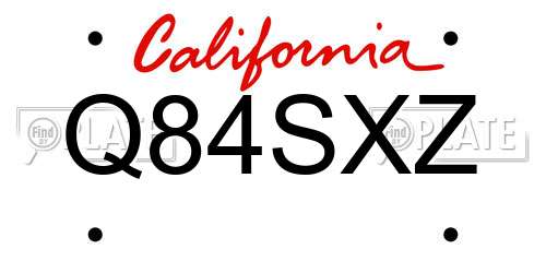 Q84SXZ California License Plate