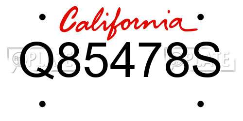 Q85478S California License Plate