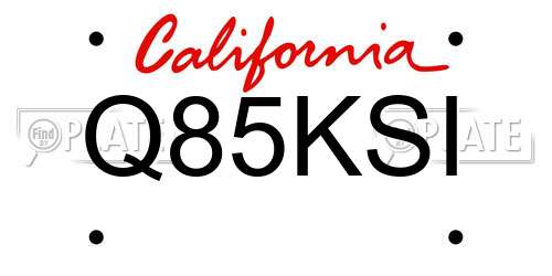Q85KSI California License Plate