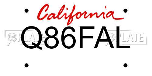 Q86FAL California License Plate