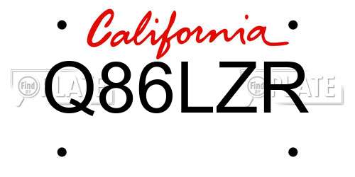 Q86LZR California License Plate