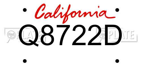 Q8722D California License Plate