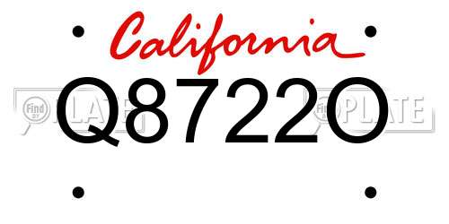 Q8722O California License Plate