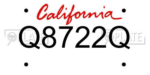 Q8722Q California License Plate