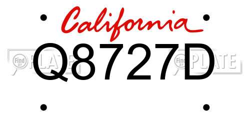 Q8727D California License Plate