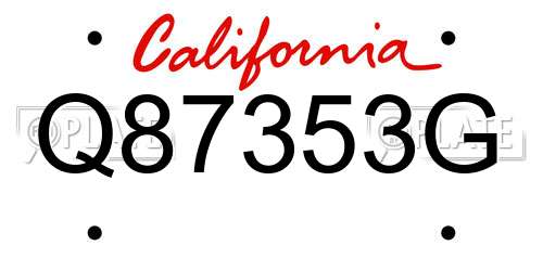 Q87353G California License Plate