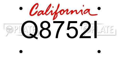 Q8752I California License Plate