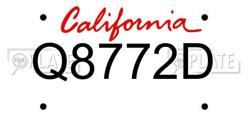 Q8772D California License Plate
