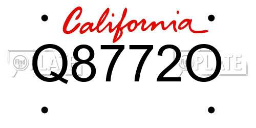 Q8772O California License Plate